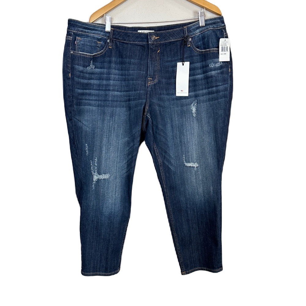 Vigoss Jagger Skinny Destructive Dark Crop Denim Jeans Women’s Plus Sz 24W NWT